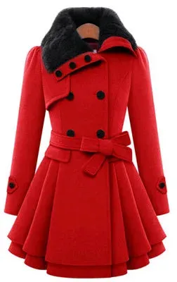 Women's Winter Slim Long Wool Padded Coat