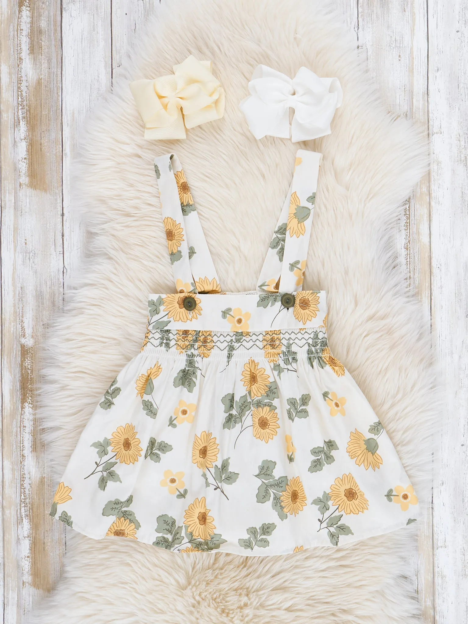 Yellow Dainty Florals Overalls Set