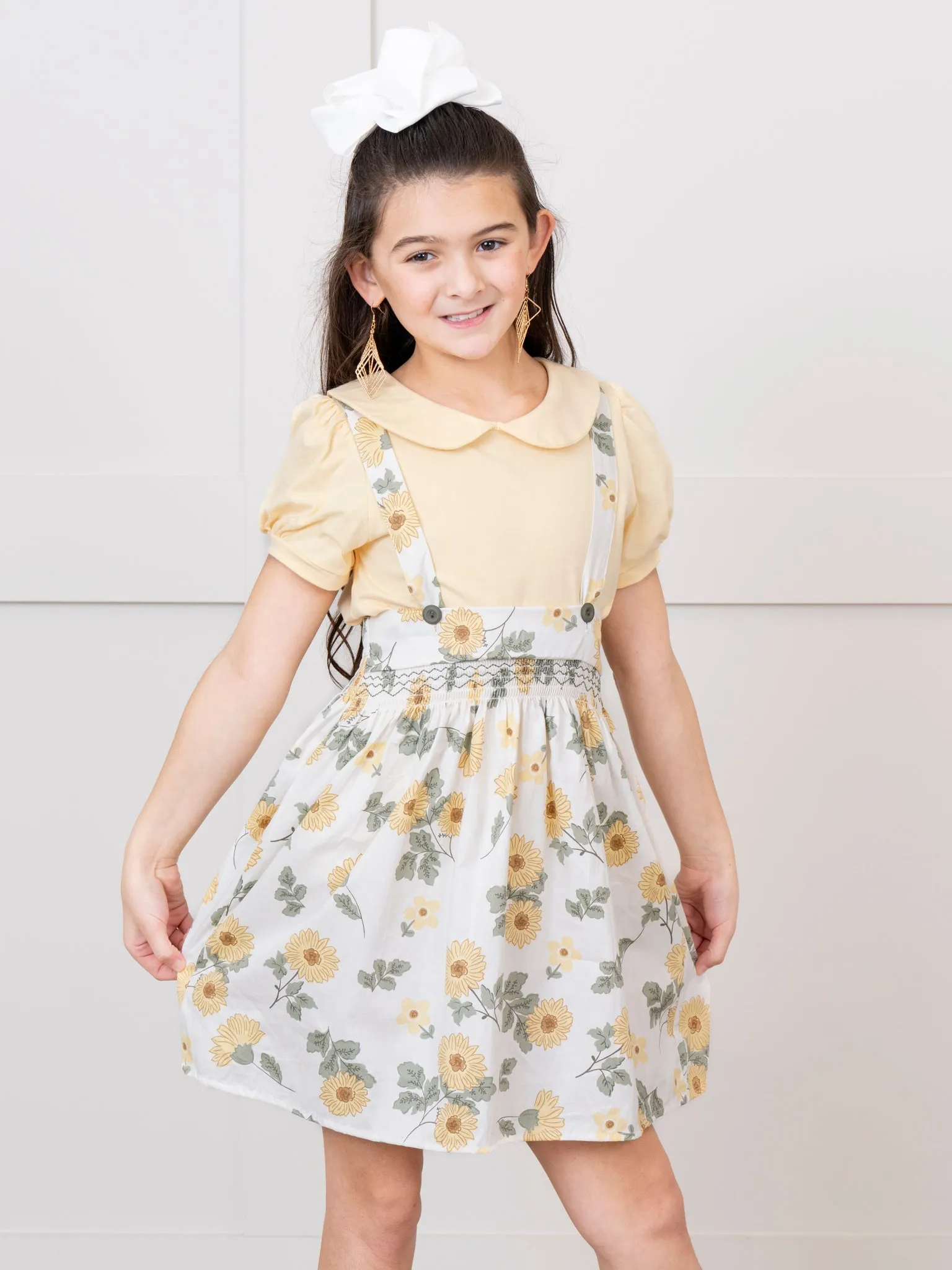 Yellow Dainty Florals Overalls Set