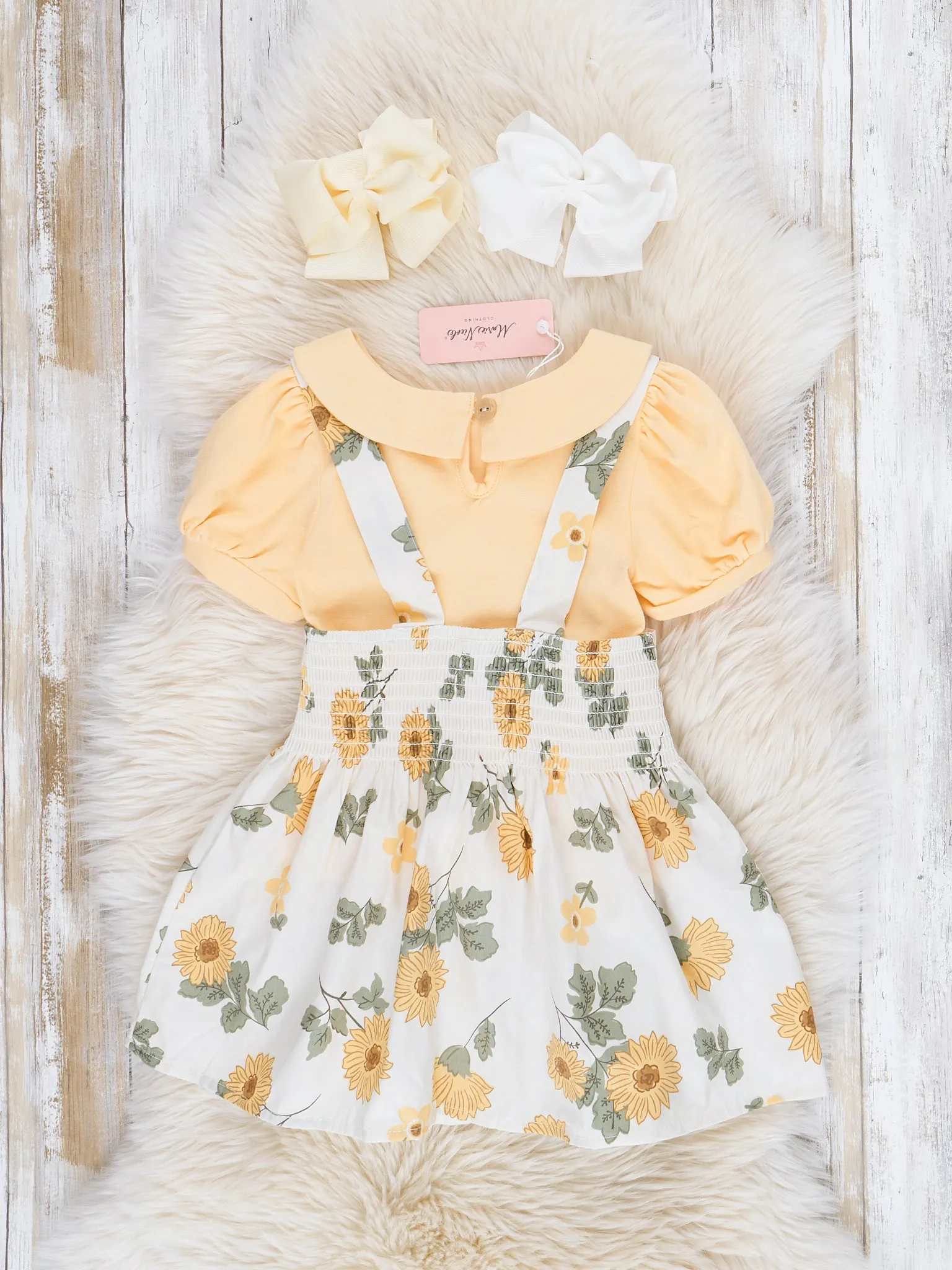 Yellow Dainty Florals Overalls Set