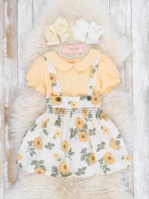 Yellow Dainty Florals Overalls Set